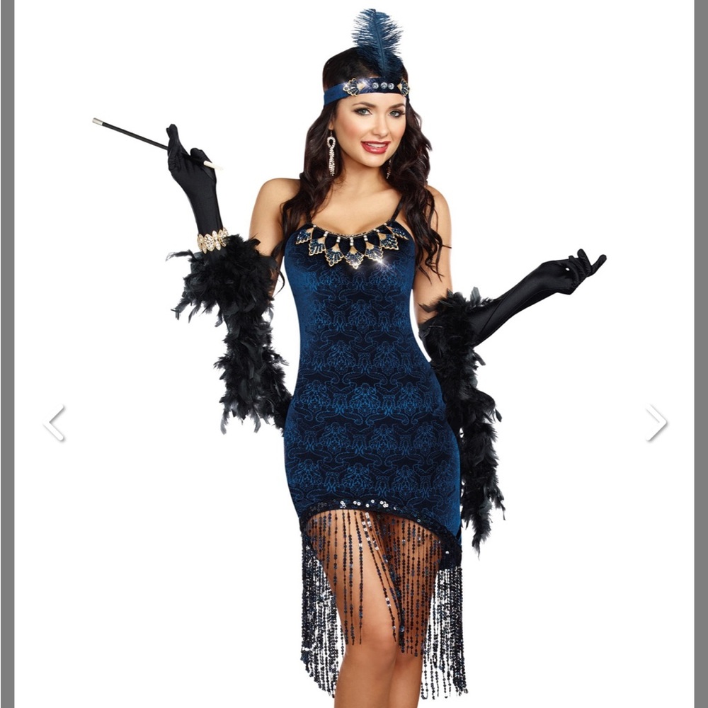 Blue Flapper Halloween Costume Dress Up